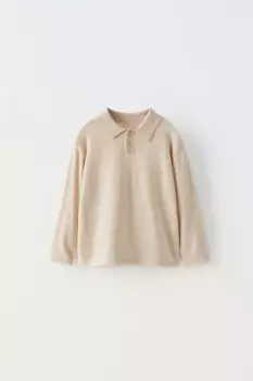 Базовая рубашка-поло ZARA, светло-бежевый