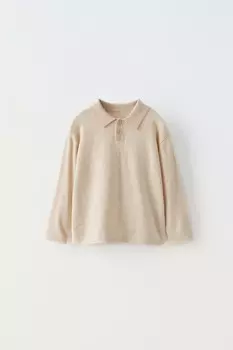 Базовая рубашка-поло ZARA, светло-бежевый