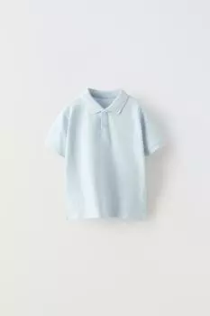 Базовая рубашка поло ZARA, светло-синий