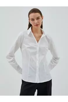 Базовая рубашка с длинным рукавом и строчкой Koton, белый