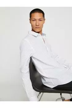 Базовая рубашка Slim Fit с классическим воротником и длинным рукавом Koton, белый