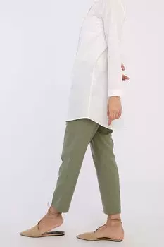 Базовая рубашка-туника со скрытыми планками цвета экрю ALL DAY