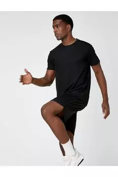 Базовая спортивная футболка с круглым вырезом, быстросохнущая ткань Koton, черный