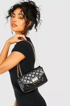 Базовая сумка через плечо с замком boohoo, черный