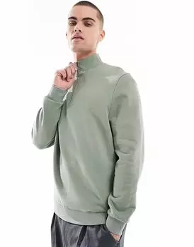 Базовая толстовка ASOS DESIGN с четвертной молнией в средне-зеленом цвете