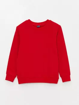 Базовая толстовка для мальчиков с круглым вырезом и длинными рукавами LCW Kids, красный