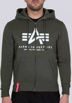 Базовая толстовка на молнии Alpha Industries, военный зеленый