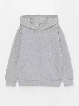 Базовая толстовка на молнии с капюшоном и длинными рукавами для мальчиков LCW Kids, серый меланж