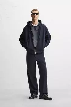 Базовая толстовка на молнии ZARA, темно-синий