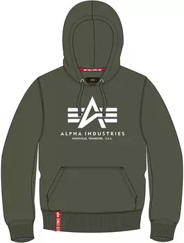 Базовая толстовка с капюшоном Alpha Industries, зеленый/белый
