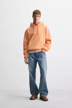 Базовая толстовка с капюшоном ZARA, оранжевый