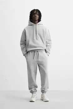 Базовая толстовка с капюшоном ZARA, серый мергель