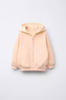 Базовая толстовка с вышивкой на молнии ZARA, цвет Tangerine