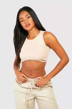 Базовая топ-майка с кривым номом в ребку Boohoo, серый