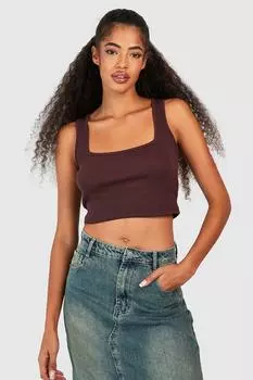 Базовая топ-майка с квадратным вырезом и широким ремнем Boohoo, шоколадный