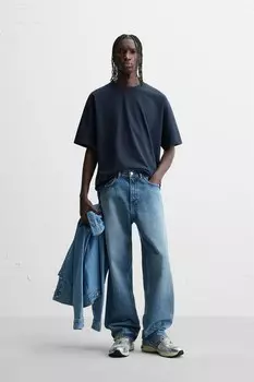 Базовая тяжелая футболка ZARA, синий