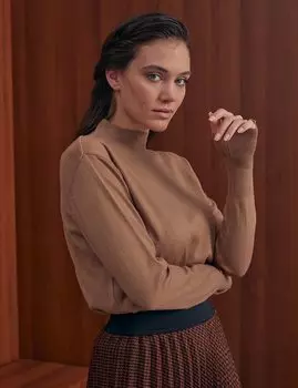 Базовая трикотажная блузка Бежевая Kayra