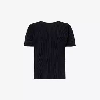 Базовая трикотажная футболка со складками Homme Pliss Issey Miyake, черный