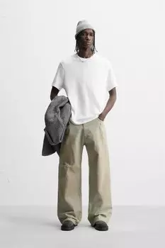 Базовая трикотажная футболка ZARA, белый