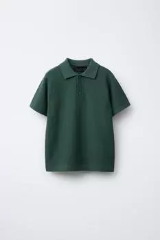 Базовая трикотажная рубашка поло ZARA, зеленый