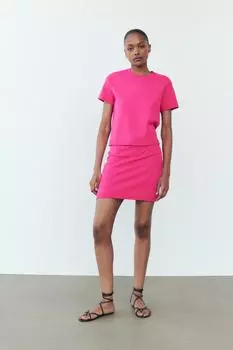 Базовая трикотажная юбка ZARA, фуксия