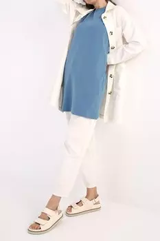 Базовая туника без рукавов с синим воротником и окантовкой ALL DAY