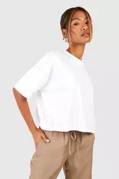 Базовая укороченная футболка из хлопка Boohoo, белый