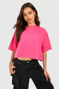 Базовая укороченная футболка из хлопка Boohoo, розовый