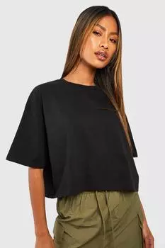 Базовая укороченная футболка оверсайз из хлопка boohoo, черный