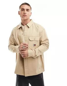Базовая верхняя рубашка бежевого цвета Tommy Jeans