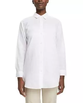 Базовая женская длинная рубашка из льна Esprit, белый