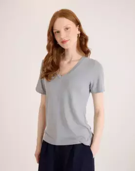 Базовая женская футболка с коротким рукавом Naf Naf, светло-серый