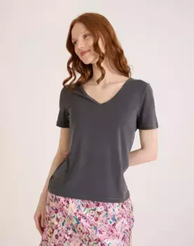 Базовая женская футболка с коротким рукавом Naf Naf, темно-серый