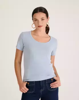 Базовая женская футболка с круглым вырезом Naf Naf, голубой