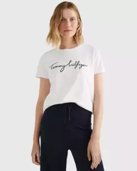 Базовая женская футболка с принтом Tommy Hilfiger, белый