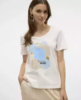 Базовая женская футболка с принтом Vero Moda, белый