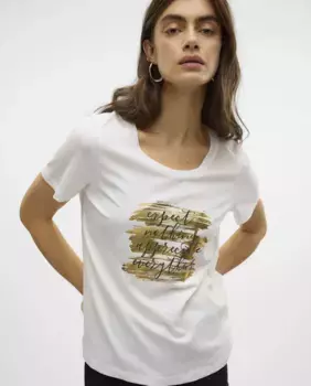 Базовая женская футболка с принтом Vero Moda, белый