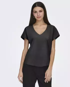 Базовая женская футболка с V-образным вырезом Only, черный