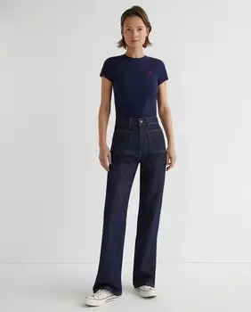 Базовая женская футболка с вышитым логотипом Polo Ralph Lauren, темно-синий