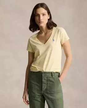 Базовая женская футболка с вышитым логотипом Polo Ralph Lauren, желтый