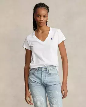 Базовая женская футболка с вышитым логотипом Polo Ralph Lauren, белый