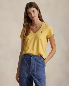 Базовая женская футболка с вышитым логотипом Polo Ralph Lauren, жёлтый