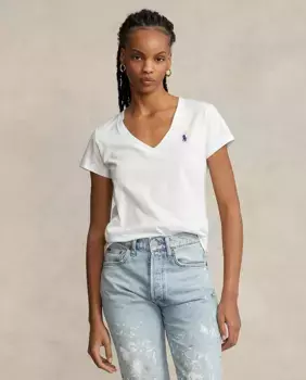 Базовая женская футболка с вышитым логотипом Polo Ralph Lauren, белый