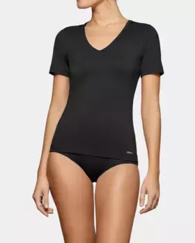 Базовая женская майка с короткими рукавами и V-образным вырезом Impetus, черный
