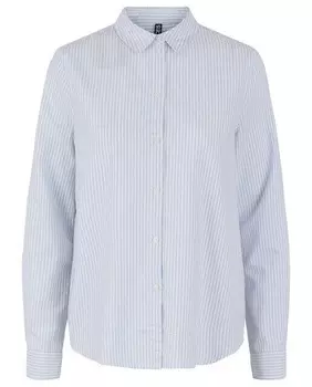 Базовая женская рубашка-оксфорд с длинным рукавом Pieces, светло-синий