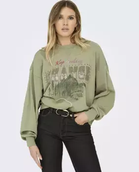 Базовая женская толстовка с рисунком спереди Only, зеленый