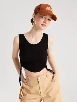 Базовая женская укороченная майка с круглым вырезом 14-18, новый черный