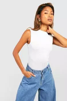 Базовое боди из хлопка с высоким воротом Boohoo, серый