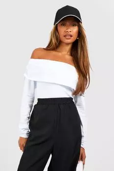 Базовое боди из хлопкового бардо Boohoo, белый