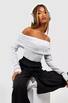 Базовое боди из хлопкового бардо Boohoo, серый